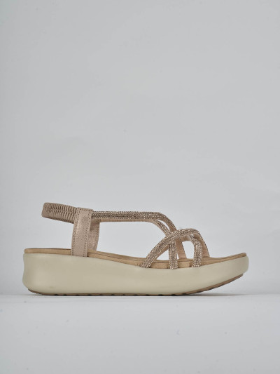 Sandali zeppa tacco 4cm pelle rosa