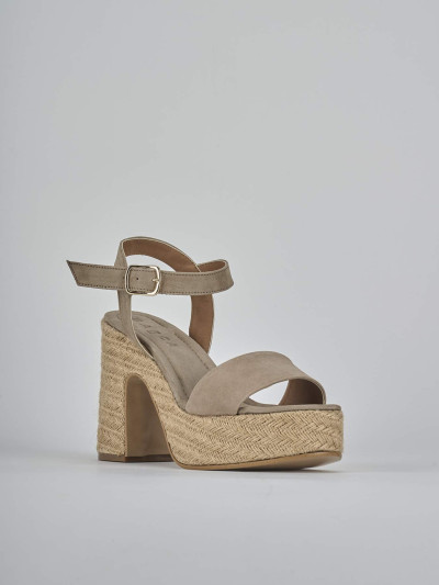 Sandali tacco 9cm camoscio beige