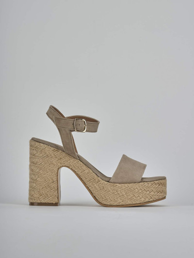 Sandali tacco 9cm camoscio beige