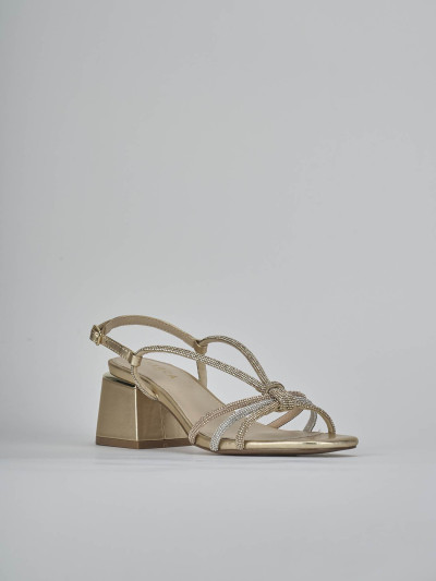 Sandali tacco 5cm pelle oro