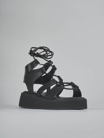 Sandali tacco 1cm pelle nero