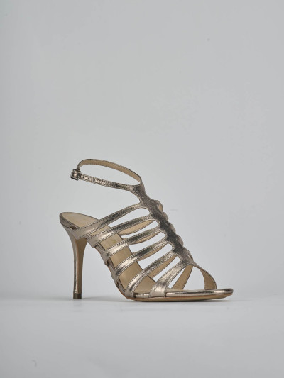 Sandali tacco 9cm laminato argento