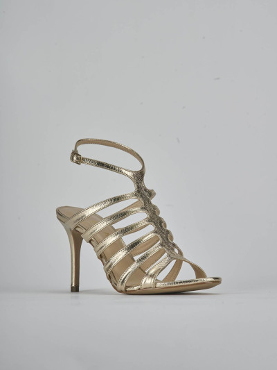 Sandali tacco 9cm laminato oro