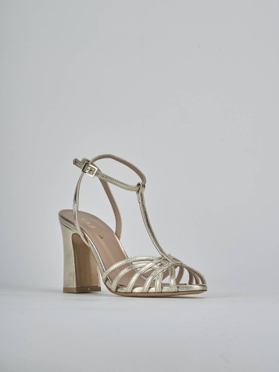 Sandali tacco 9cm laminato oro
