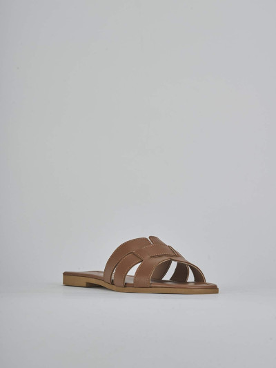 Ciabatte tacco 1cm pelle marrone