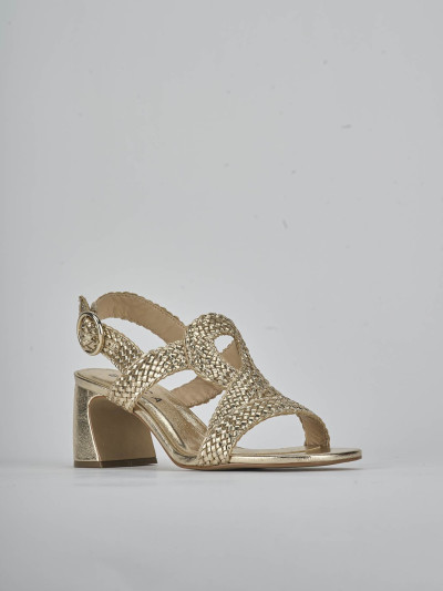 Sandali tacco 6cm laminato oro