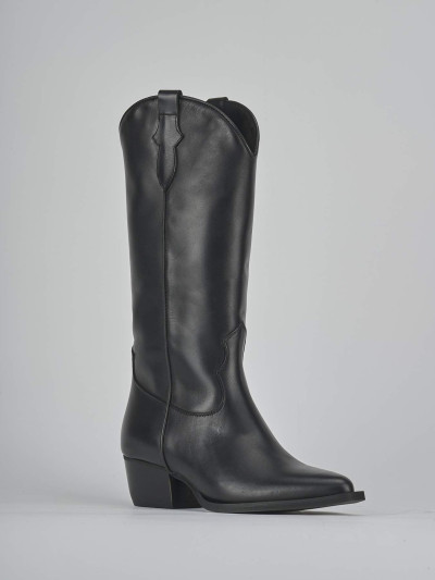Stivali tacco 5cm pelle nero