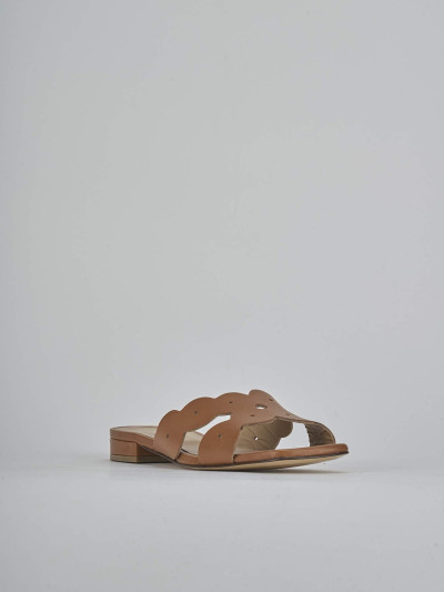 Ciabatte tacco 1cm pelle marrone