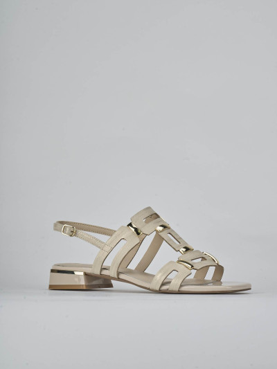 Sandali tacco 1cm pelle beige
