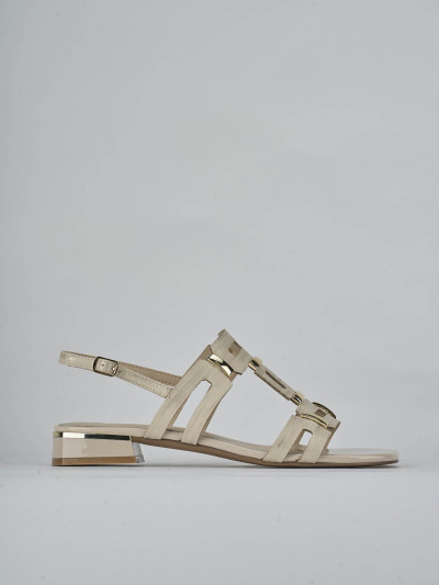 Sandali tacco 1cm pelle beige