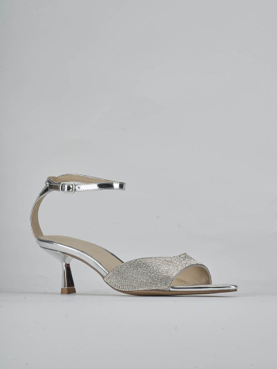 Sandali tacco 6cm pelle argento