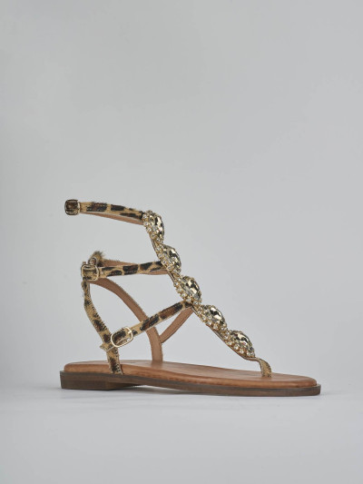 Sandali tacco 1cm pelle multicolor