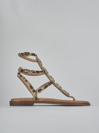 Sandali tacco 1cm pelle multicolor
