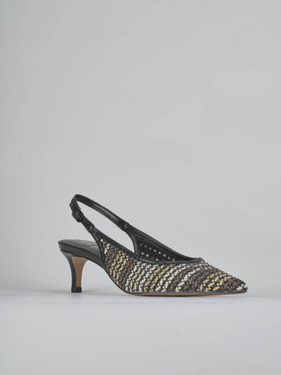 Décolleté e slingback tacco 5cm pelle nero