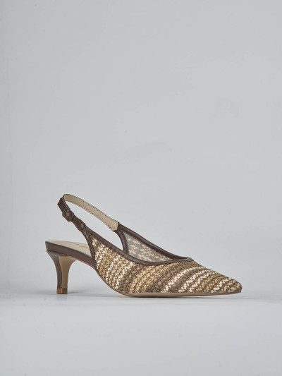 Décolleté e slingback tacco 5cm pelle testa