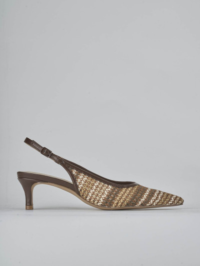 Décolleté e slingback tacco 5cm pelle testa