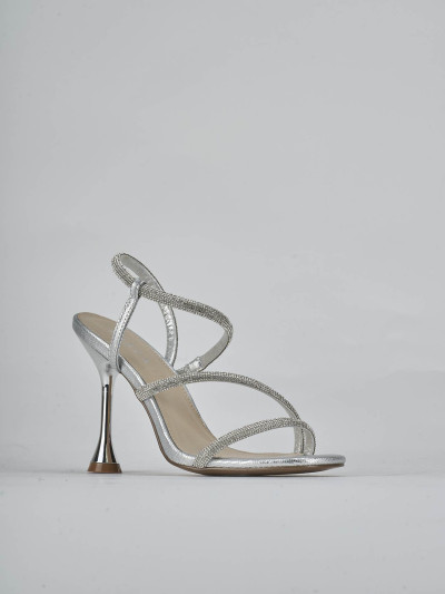 Sandali tacco 10cm pelle argento