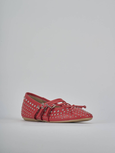 Ballerine tacco 1cm pelle rosso