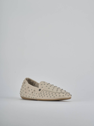 Mocassini tacco 1cm pelle beige