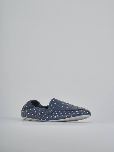 Mocassini tacco 1cm pelle blu
