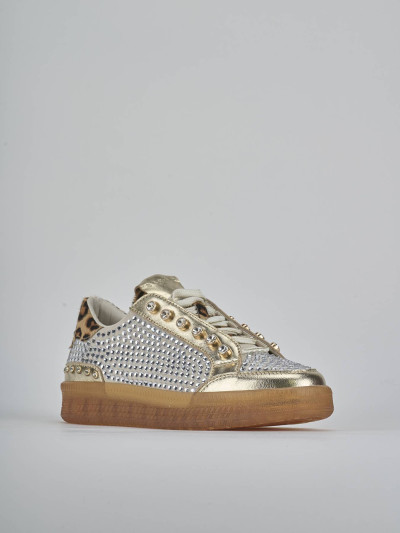 Sneakers tacco 1cm laminato oro