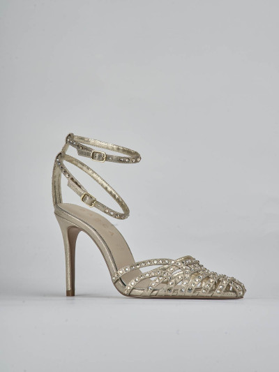 Sandali tacco 8cm pelle oro
