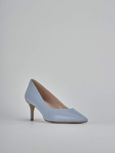 Décolleté e slingback tacco 5cm pelle azzurro