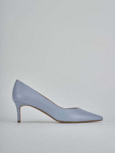 Décolleté e slingback tacco 5cm pelle azzurro