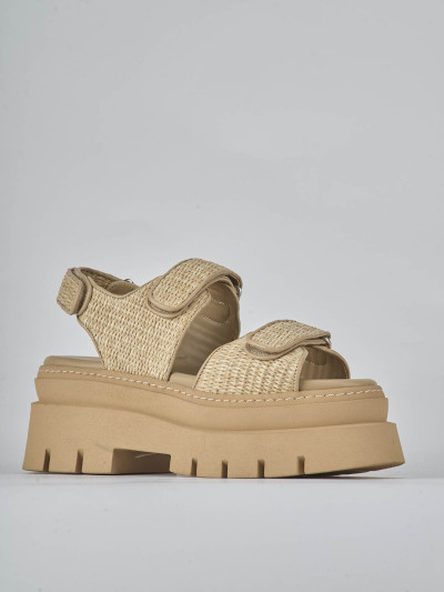 Sandali tacco 1cm pelle beige