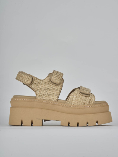 Sandali tacco 1cm pelle beige