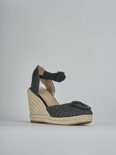 Espadrillas tacco 8cm pelle nero