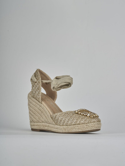 Espadrillas tacco 8cm pelle oro
