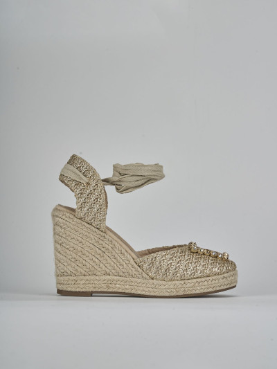 Espadrillas tacco 8cm pelle oro