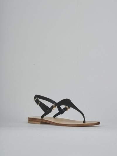 Sandalo infradito tacco 1 cm nero camoscio