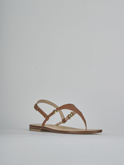 Sandalo infradito tacco 1 cm marrone pelle