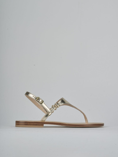 Sandalo infradito tacco 1 cm oro laminato