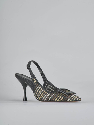 Décolleté e slingback tacco 8cm pelle nero