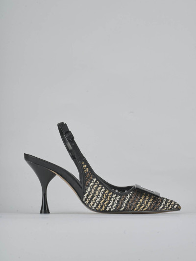 Décolleté e slingback tacco 8cm pelle nero