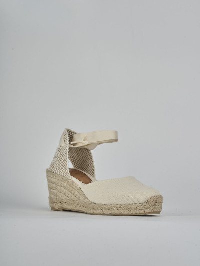 Espadrillas tacco 6cm tessuto beige