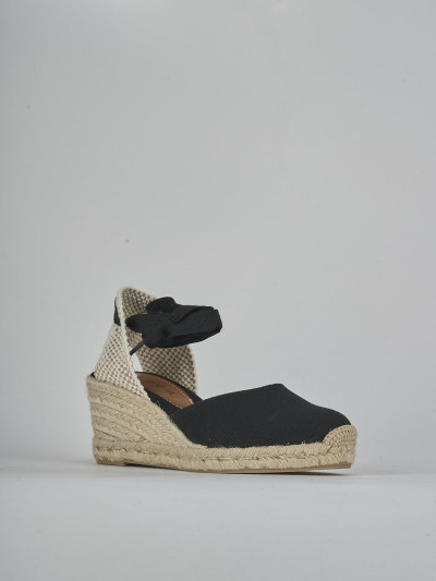 Espadrillas tacco 6cm tessuto nero
