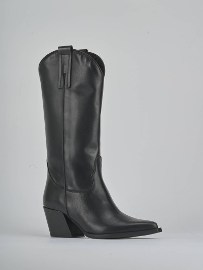 Stivali tacco 6cm pelle nero