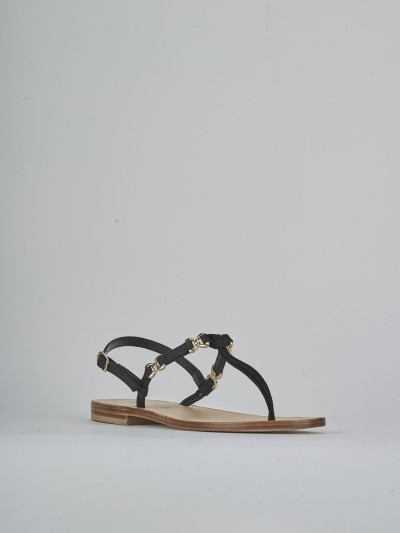 Sandalo infradito tacco 1 cm nero camoscio