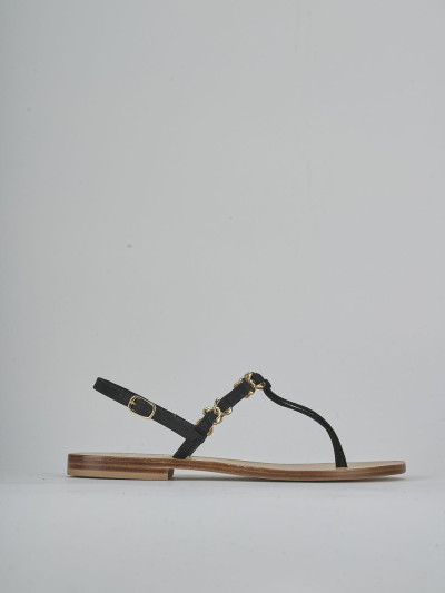 Sandalo infradito tacco 1 cm nero camoscio