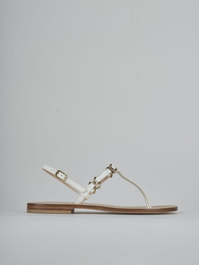 Sandalo infradito tacco 1 cm bianco pelle