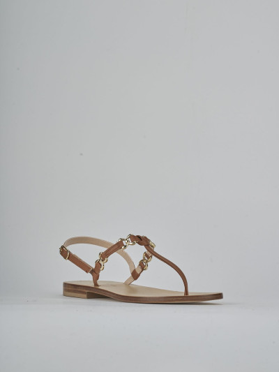 Sandalo infradito tacco 1 cm marrone pelle