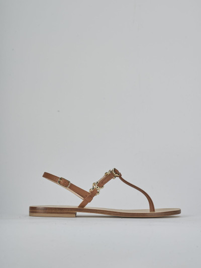 Sandalo infradito tacco 1 cm marrone pelle