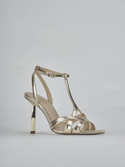 Sandali tacco 9cm pelle oro