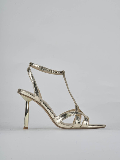 Sandali tacco 9cm pelle oro
