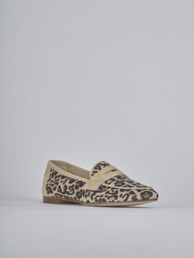 Mocassini tacco 1cm camoscio marrone