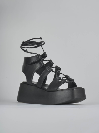 Sandali tacco 4cm pelle nero